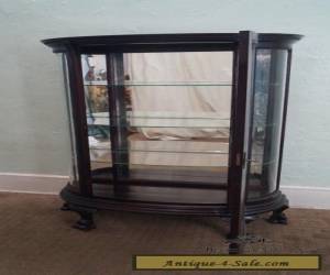 Item Antique 19th Century Oak Clawfoot Beveled Bow Glass China Cabinet for Sale