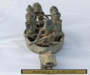 Item Old African Mali Dogon Crockadile Boat Figurine Bronze Statue Ethnic  for Sale