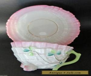 Item ANTIQUE BELLEEK STYLE NEPTUNE CUP AND SAUCER EUROPEAN # 7360 for Sale