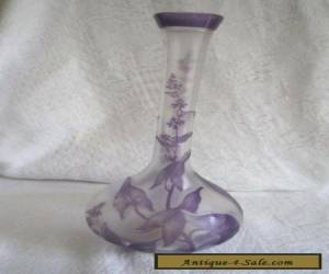 Item Antique Signed Val St Lambert French Cameo Art Glass Lavender Botanical 10" Vase for Sale