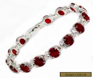 Item Fascinating Vogue style jewelry 18k white gold RED gem bracelet 8 inches.+box for Sale