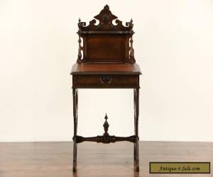 Item Victorian 1870's Antique Carved Walnut Secretary Desk, Leather Top for Sale