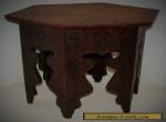 Antique Vintage Carved Wood Middle Eastern Moroccan Style Tea Side Table Hexagon for Sale