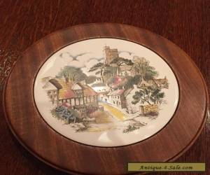 Item vintage Hand painted ceramics tile (wood framed) table mat England 22cmx2.5cm  for Sale