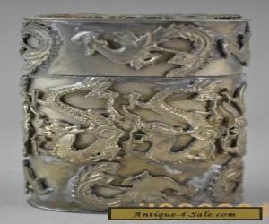 Item collectible china handwork tibet silver carving dragon phoenix toothpick box  for Sale