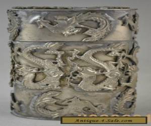 Item collectible china handwork tibet silver carving dragon phoenix toothpick box  for Sale