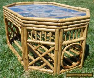 Item 1960s Vintage Bamboo Rattan Glass Top Coffee Table Mid Century Phillippines Tiki for Sale
