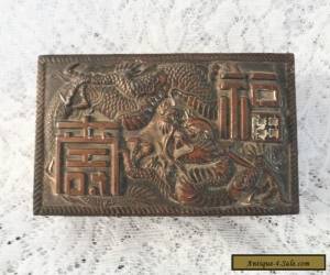 Item Japanese Wood Lined Cigarette Box - DRAGONS and CRANES for Sale