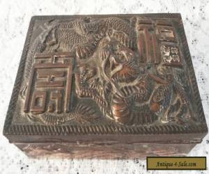 Item Japanese Wood Lined Cigarette Box - DRAGONS and CRANES for Sale