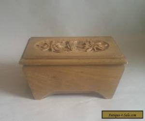 Item Vintage Floral-Carved Wooden Box with Hinged Lid. Jewellery/ Keepsakes. Alpine? for Sale