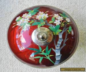 Item Antique SATO Japanese Cloisonne Covered Dish Pigeon's Blood Vase for Sale
