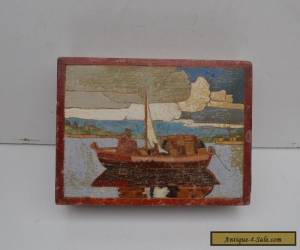 Item Vintage Wooden Box with Picture Inlay for Sale
