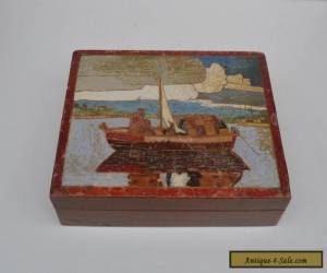 Item Vintage Wooden Box with Picture Inlay for Sale