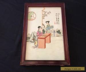 Item Chinese Famille Rose Porcelain Plaque in Wood Frame for Sale