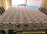 Antique CROCHETED LACY TABLECLOTH Large oblong fancy intricate cloth needs TLC for Sale