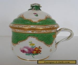 Item Royal Vienna Hand Painted Porcelain Pot de Creme Flower Finial & Twist Handle for Sale