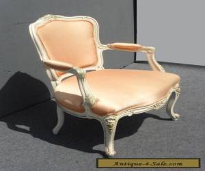 Item Beautiful Vintage French Provincial White Carved Wood Accent ARM CHAIR Coral  for Sale