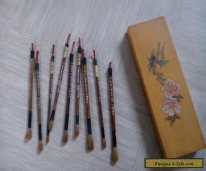Item Nine vintage Chinese calligraphy brushes with box for Sale