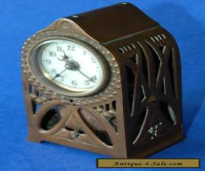 Item Gorgeous Little French Art Nouveau Pierced Copper Case c1910 Alarm Clock for Sale