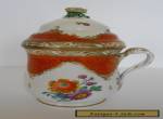 Royal Vienna Hand Painted Porcelain Pot de Creme Flower Finial & Twist Handle for Sale