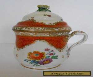 Item Royal Vienna Hand Painted Porcelain Pot de Creme Flower Finial & Twist Handle for Sale