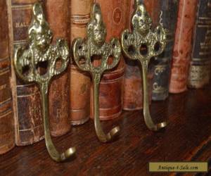 Item Antique Set of 3 French Brass Cherub Hooks for Sale