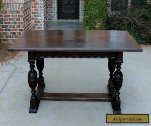 Item Antique French Carved Oak Farmhouse Trestle LARGE Dining Table Desk Pegged 1880s for Sale