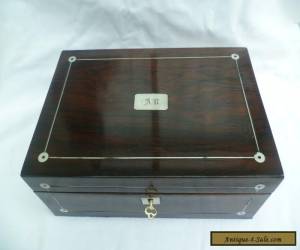 Item ANTIQUE ROSEWOOD JEWELLERY BOX WITH MOP AND SLIVER STRINGING for Sale