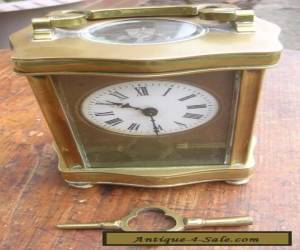 Item old English Brass & Bevelled Glass Carriage Clock with Key : Working  for Sale