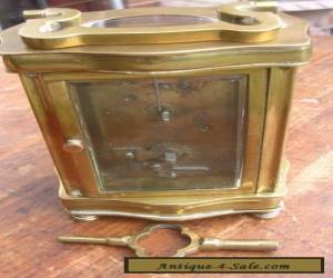 Item old English Brass & Bevelled Glass Carriage Clock with Key : Working  for Sale