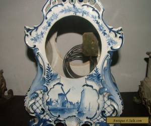 Item Antique French Clock Delft Style ceramic case for Sale