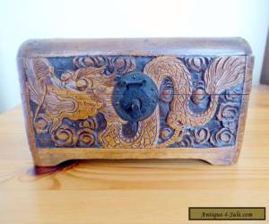 Item Vintage Carved Wooden Box with Dragon Design  for Sale