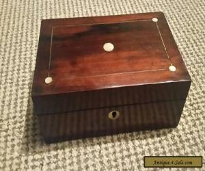 Item Beautiful old wooden box with mother of pearl inlay  for Sale