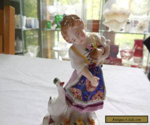 Item Superb Girl With Baby Doll and Goose Chelsea Gold Anchor Sampson Style German for Sale