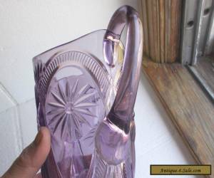 Item ANTIQUE AMETHYST GLASS PITCHER 8 1/4" FLOWER EAPG PATTERN 1890s ORIGINAL for Sale