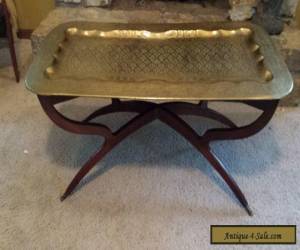 Item Mid Century Danish Modern Vintage Spider Leg Table Base Ornate Brass Top Table for Sale