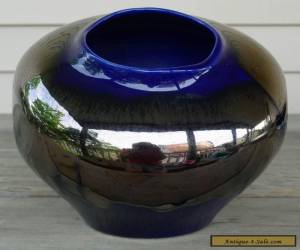 Item Large Vintage Haeger Mid-Century FREEFORM VASE: Metallic Glaze Over Deep Blue for Sale