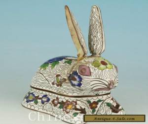 Item Delicate Asian Chinese Old Cloisonne Hand Carved Rabbit Statue Box Collectables  for Sale