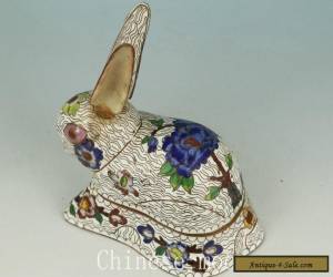 Item Delicate Asian Chinese Old Cloisonne Hand Carved Rabbit Statue Box Collectables  for Sale