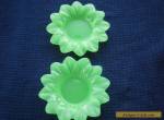 Vintage green glass flower shaped trinket dishes (2) - 99 cent start  for Sale