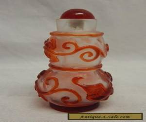Item Antique Red Cameo Peking Glass Snuff Bottle Dragon Pattern for Sale