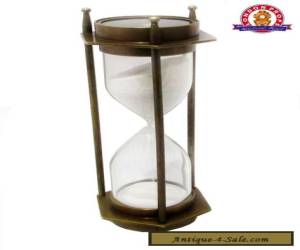 Item Vintage Brass Antique Sand Timer Hourglass With Compass Table Decorative gift  for Sale
