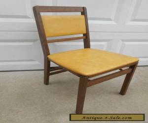 Item Vintage STAKMORE Mid Century Wood 32" Gold Padded Folding Side Chair for Sale