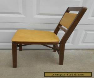Item Vintage STAKMORE Mid Century Wood 32" Gold Padded Folding Side Chair for Sale