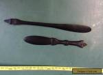 Two Old Lime Spatulas Black Wood  for Sale