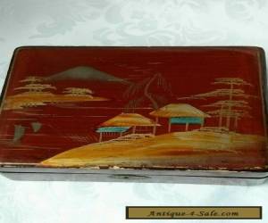 Item Vintage Antique Cherry Colored Hand painted wooden  Box .  Japan  for Sale