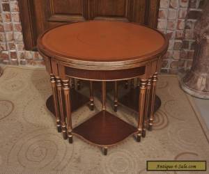 Item ANTIQUE FRENCH LOUIS XVI SET 5 NESTING TEA TABLES GILT MAHOGANY WOOD LEATHER TOP for Sale