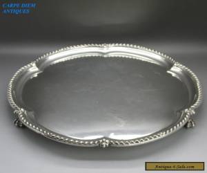 Item ANTIQUE EDWARDIAN HEAVY LARGE SOLID STERLING SILVER SALVER, 779g,HW, LONDON 1901 for Sale