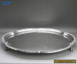 Item ANTIQUE EDWARDIAN HEAVY LARGE SOLID STERLING SILVER SALVER, 779g,HW, LONDON 1901 for Sale