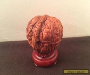 Item Antique Hediao Chinese WALNUT SHELL Carving - Buddhist Monks Lohan Figures for Sale